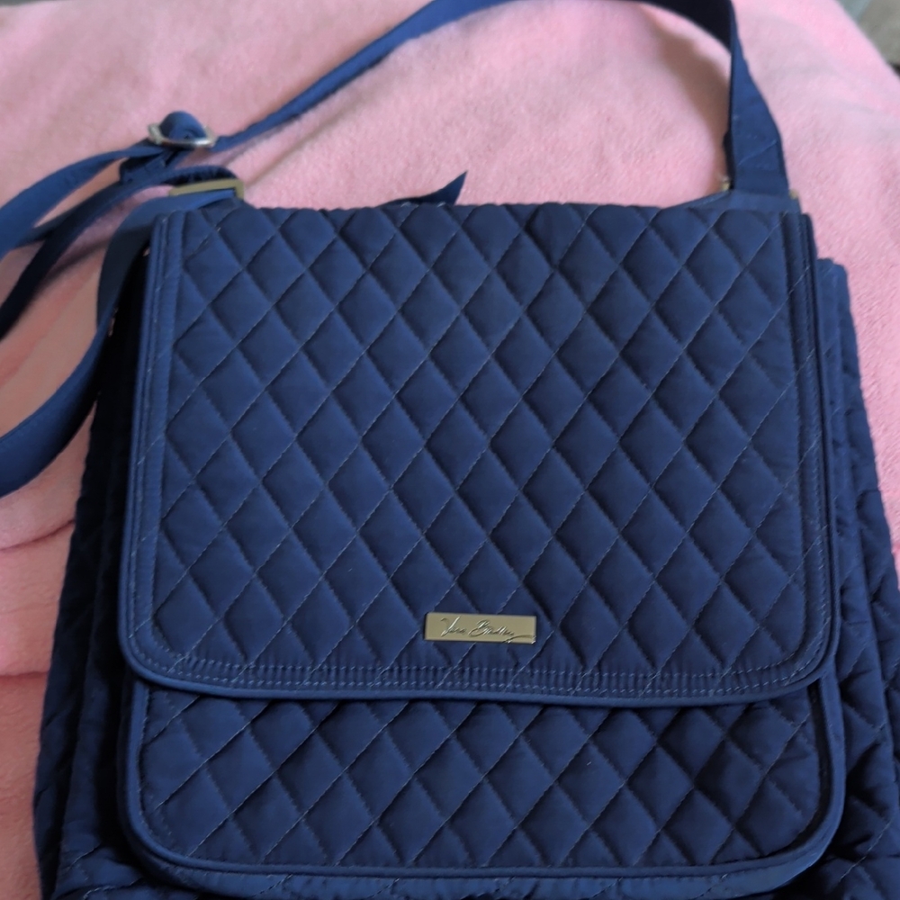 Vera Bradley Quilted Navy Crossbody Bag with Front Flap